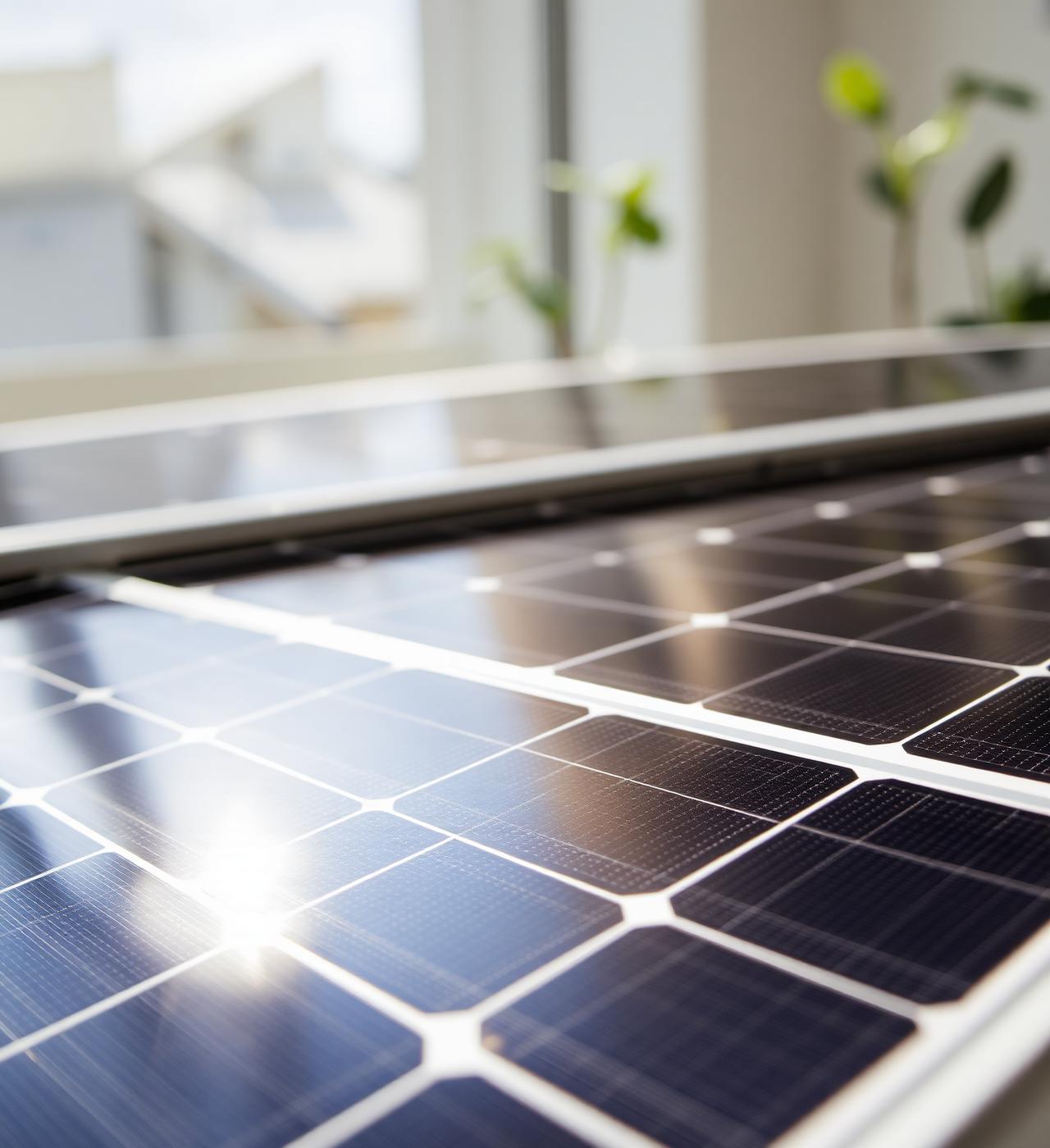 Solar panel framework close-up